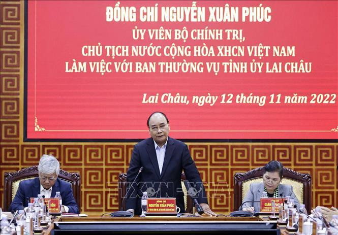 Chủ tịch nước Nguyễn Xuân Phúc phát biểu chỉ đạo. Ảnh: TTXVN Chủ tịch nước Nguyễn Xuân Phúc phát biểu chỉ đạo. Ảnh: TTXVN