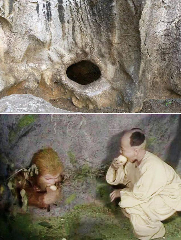 Hốc đá nơi Tôn Ngộ Không bị Phật Tổ giam ở chân núi 500 năm.