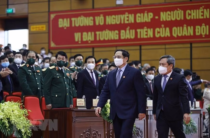 Thủ tướng Phạm Minh Chính đến dự buổi lễ kỷ niệm 110 năm Ngày sinh Đại tướng Võ Nguyên Giáp. (Ảnh: Dương Giang/TTXVN) Thủ tướng Phạm Minh Chính đến dự buổi lễ kỷ niệm 110 năm Ngày sinh Đại tướng Võ Nguyên Giáp. (Ảnh: Dương Giang/TTXVN)