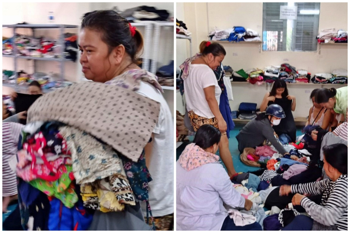 Nhiều người đến lấy quần áo ở cửa hàng 0 đồng. Ảnh: Đức Hùng Nhiều người đến lấy quần áo ở cửa hàng 0 đồng. Ảnh: Đức Hùng