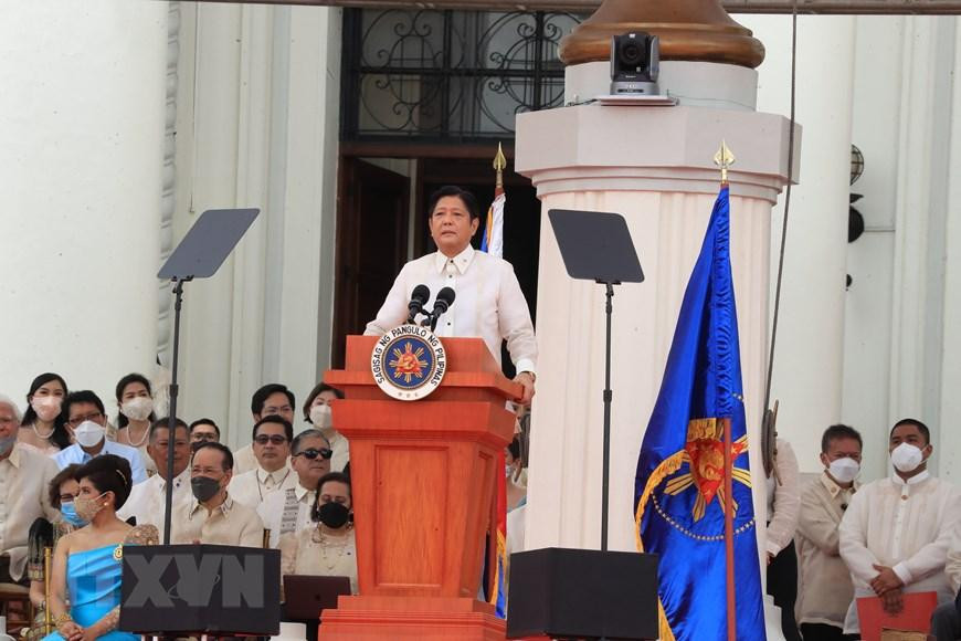 Tổng thống Ferdinand Romualdez Marcos Jr. phát biểu nhậm chức Tổng thống thứ 17 của Cộng hoà Philippines. (Ảnh: Lâm Khánh/TTXVN)