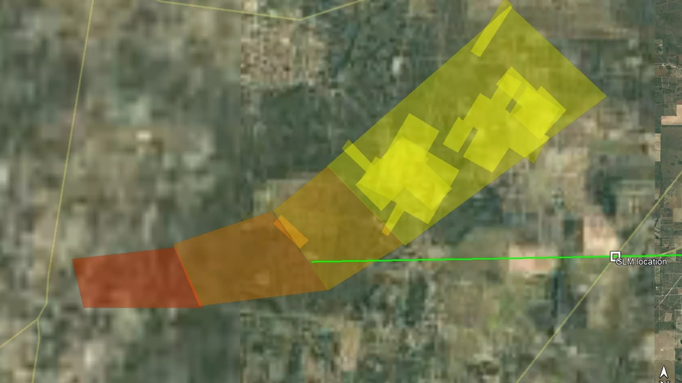 Khu vực thiên thạch có thể rơi xuống. Ảnh: NASA Khu vực thiên thạch có thể rơi xuống. Ảnh: NASA