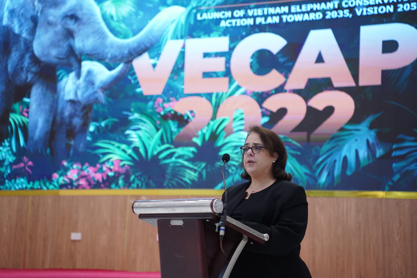 Bà Cindy Dent - Phó Chủ tịch Văn phòng các quốc gia của HIS mong muốn hướng tới chung sống hài hòa giữa voi hoang dã và người tại Việt Nam. Bà Cindy Dent - Phó Chủ tịch Văn phòng các quốc gia của HIS mong muốn hướng tới chung sống hài hòa giữa voi hoang dã và người tại Việt Nam.