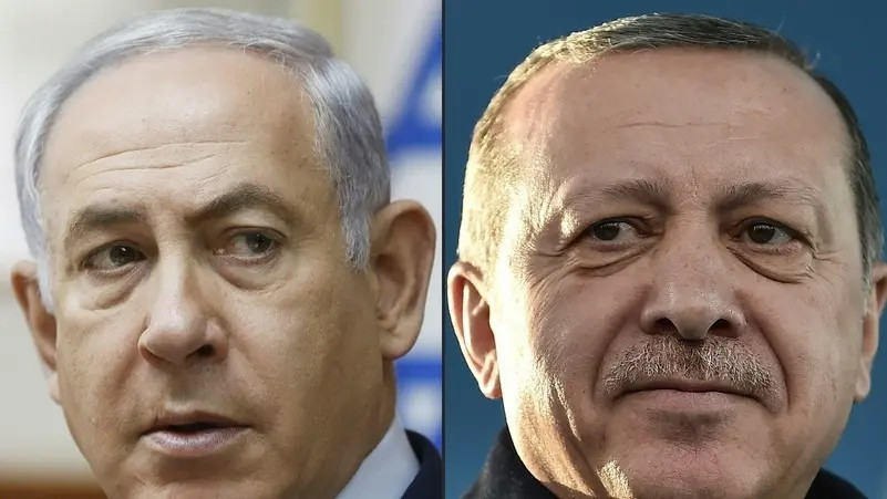 Tổng thống Thổ Nhĩ Kỳ Recep Tayyip Erdogan (phải) và Thủ tướng Israel Benjamin Netanyahu. (Ảnh: AFP)