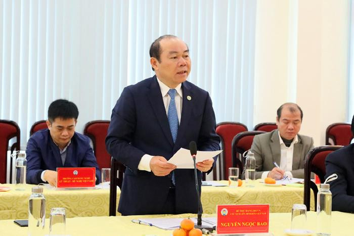 Chủ tịch Liên minh HTX Việt Nam Nguyễn Ngọc Bảo phát biểu tại Lễ ký Chương trình phối hợp