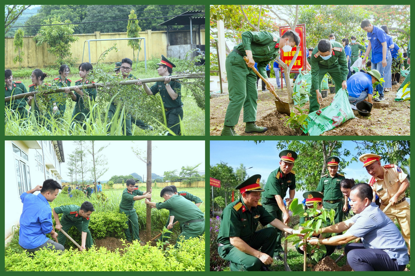 7. Thiết thực chung tay bảo vệ môi trường, cải thiện chất lượng cuộc sống, tổ chức Đoàn các cấp và đoàn viên thanh niên áo lính cùng các đơn vị phối hợp đã trồng mới 1,7 triệu cây xanh. 7. Thiết thực chung tay bảo vệ môi trường, cải thiện chất lượng cuộc sống, tổ chức Đoàn các cấp và đoàn viên thanh niên áo lính cùng các đơn vị phối hợp đã trồng mới 1,7 triệu cây xanh.