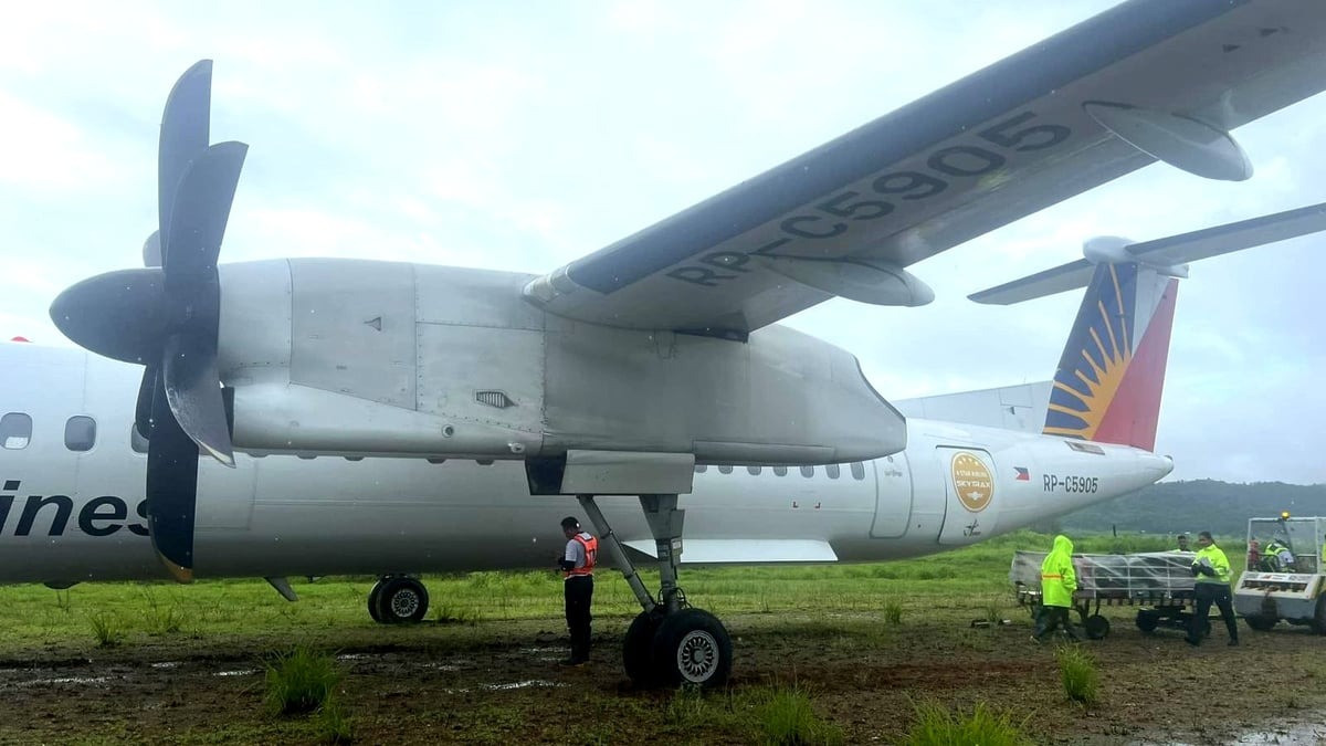 Máy bay PAL từ Cebu đã trượt khỏi đường băng tại sân bay Francisco. Ảnh: Jordan Rey Bacos.