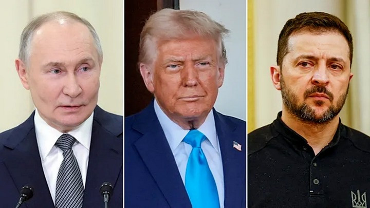 Các Tổng thống Nga (Putin), Mỹ (Trump) và Ukraine (Zelensky). (Ảnh: Fox News) Các Tổng thống Nga (Putin), Mỹ (Trump) và Ukraine (Zelensky). (Ảnh: Fox News)