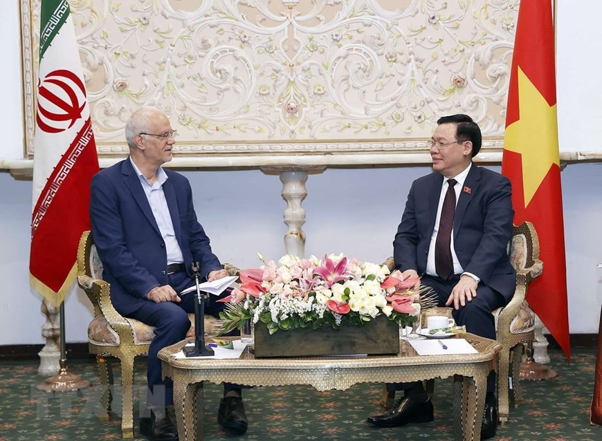 Chủ tịch Quốc hội Vương Đình Huệ tiếp Chủ tịch Hội Hữu nghị Iran-Việt Nam Seyed Kamal Sajjadi. (Ảnh: Doãn Tấn/TTXVN)