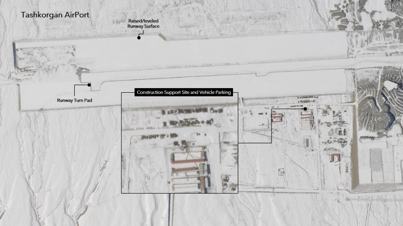 Các đường băng đang được xây dựng tại các địa điểm trước đây không có sân bay hoặc cơ sở hạ tầng quân sự khác.