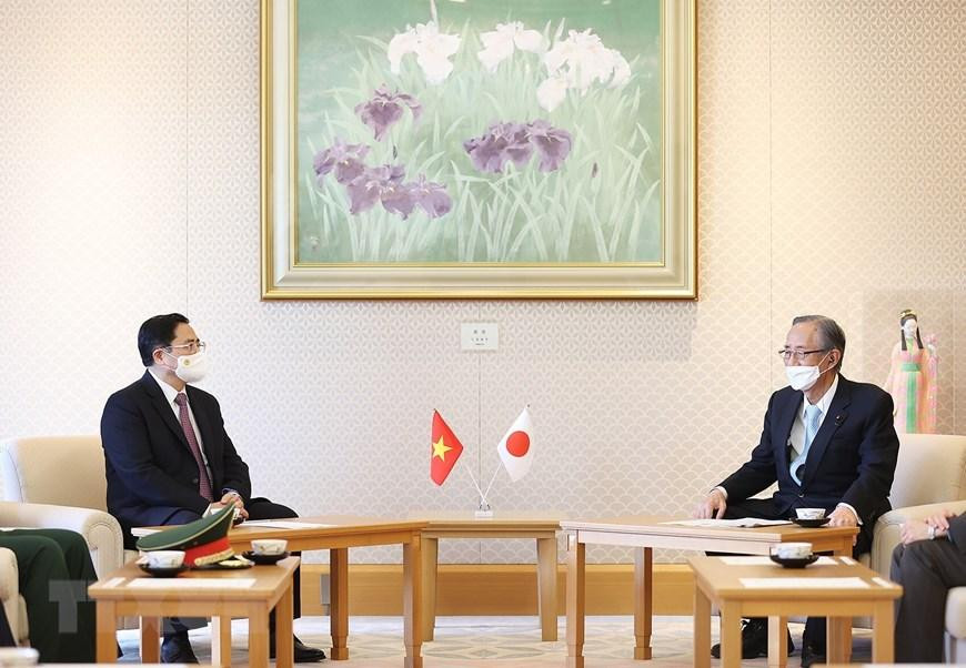 Thủ tướng Phạm Minh Chính hội kiến Chủ tịch Hạ viện Nhật Bản Hosoda Hiroyuki. (Ảnh: Dương Giang/TTXVN)