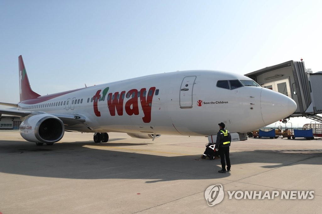 Máy bay của T'way Air. Ảnh tư liệu: Yonhap News.