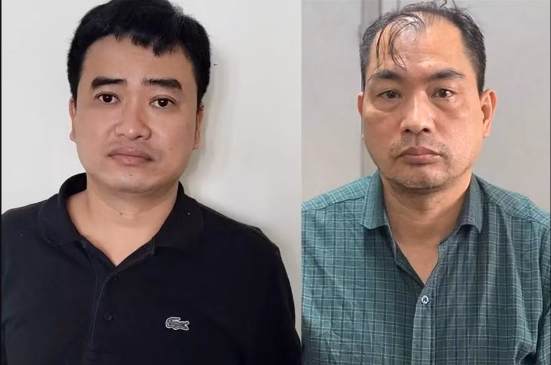 Phan Quốc Việt (trái) và Phạm Duy Tuyến bị khởi tố đầu tiên trong vụ án xảy ra tại Công ty Việt Á. Ảnh: Bộ Công an
