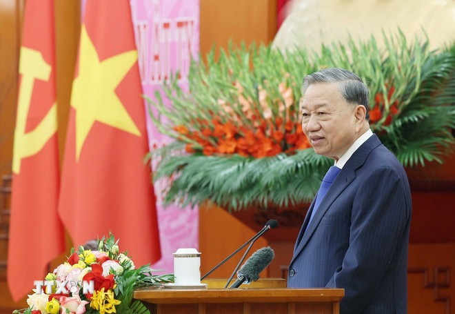 Tổng Bí thư Tô Lâm phát biểu. (Ảnh: Thống Nhất/TTXVN)