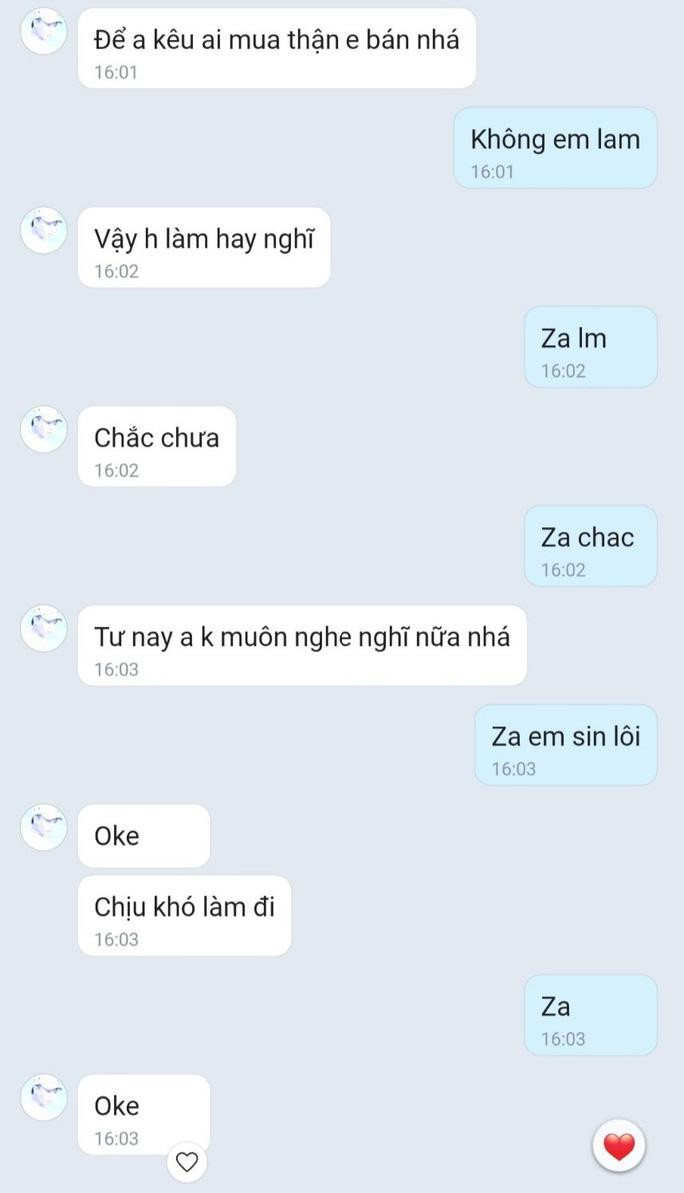 Tin nhắn được cho là giữa K. và người của quán Karaoke Lời kể của Cô gái nhảy lầu vì bị ép tiếp khách trong quán Karaoke ở Bình Dương - Ảnh 2.