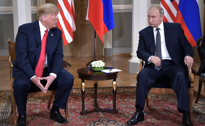 Tổng thống Mỹ Donald Trump và Tổng thống Nga Vladimir Putin họp thượng đỉnh ở Helsinki, Phần Lan, năm 2018. Ảnh: Điện Kremlin