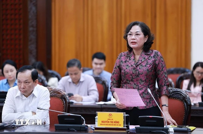 Thống đốc Ngân hàng Nhà nước Việt Nam Nguyễn Thị Hồng phát biểu. (Ảnh: Dương Giang/TTXVN) Thống đốc Ngân hàng Nhà nước Việt Nam Nguyễn Thị Hồng phát biểu. (Ảnh: Dương Giang/TTXVN)