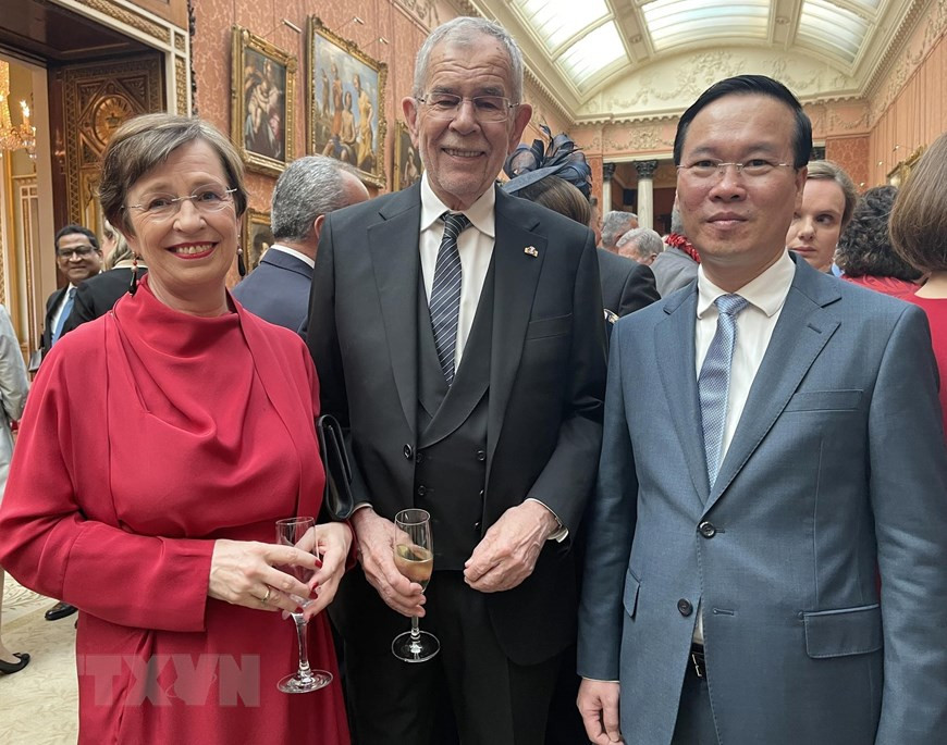 Chủ tịch nước Võ Văn Thưởng gặp Tổng thống Áo Alexander Van der Bellen. (Ảnh: TTXVN)