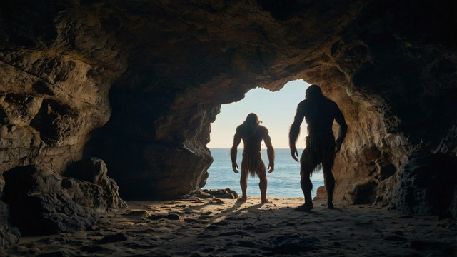 Loài người cổ Homo erectus từng trú ngụ ở Indonesia - Minh họa AI: Thu Anh