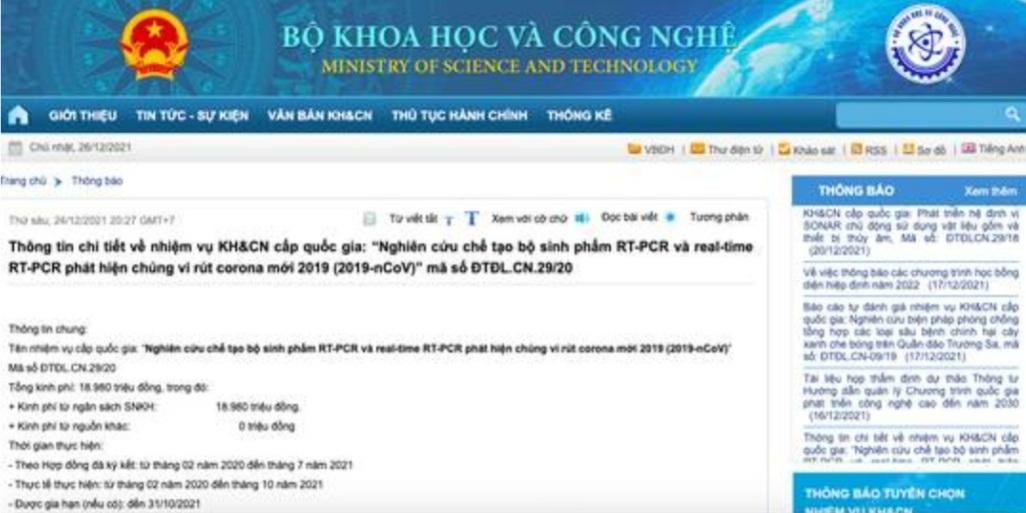 Bộ KH-CN thông tin chi tiết về bộ kit xét nghiệm của Công ty Việt Á. Bộ KH-CN thông tin chi tiết về bộ kit xét nghiệm của Công ty Việt Á.