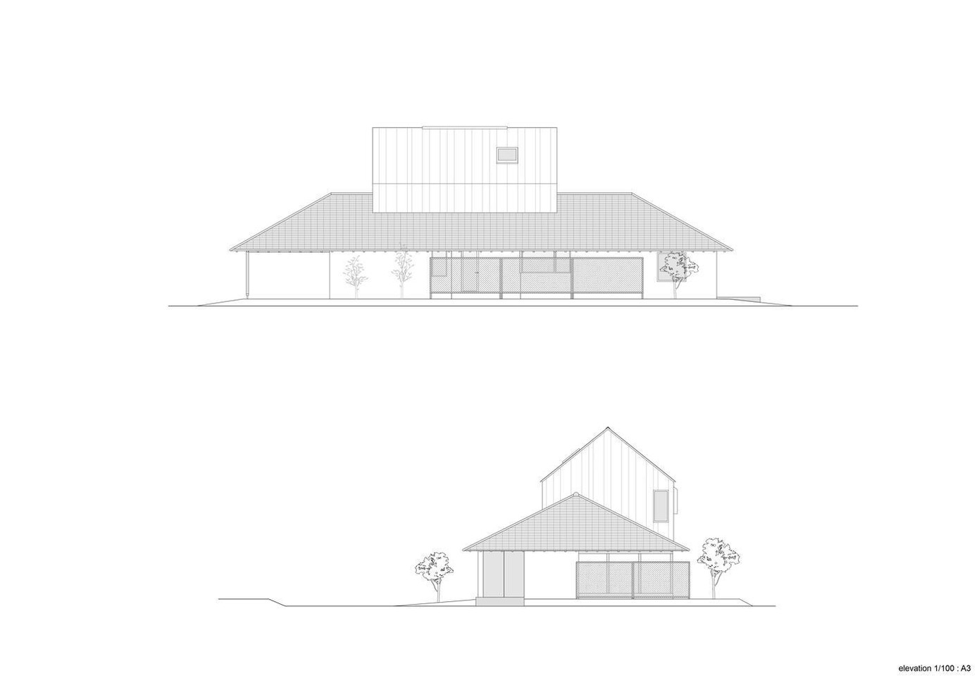 Ngôi nhà này là nơi sinh sống của một cặp vợ chồng già nên cuộc sống của họ chỉ gói gọn ở tầng một, với phòng ngủ ở trung tâm của ngôi nhà. Tuy nhiên, đây còn là nơi tụ tập của các con vào dịp cuối tuần mỗi khi về thăm bố mẹ nên kiến trúc sư đề xuất xây một ngôi nhà cấp 4 có phần lõi 2 tầng.