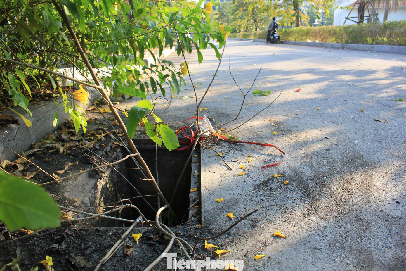 Một số cống nước bị mất nắp gây nguy hiểm cho người qua lại, nhất là vào ban đêm.