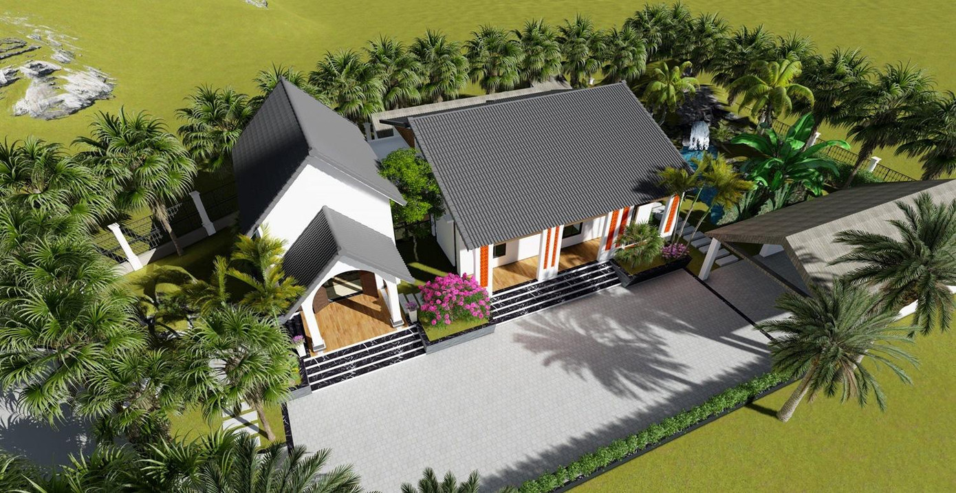 Bản vẽ phối cảnh của biệt thự.