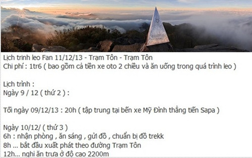 Kế hoạch chinh phục nóc nhà Đông Dương của một nhóm bạn trẻ. Ảnh: Chụp từ màn hình