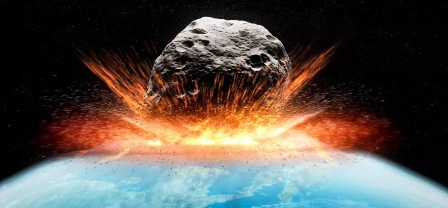 Minh họa một tiểu hành tinh va vào Trái đất.