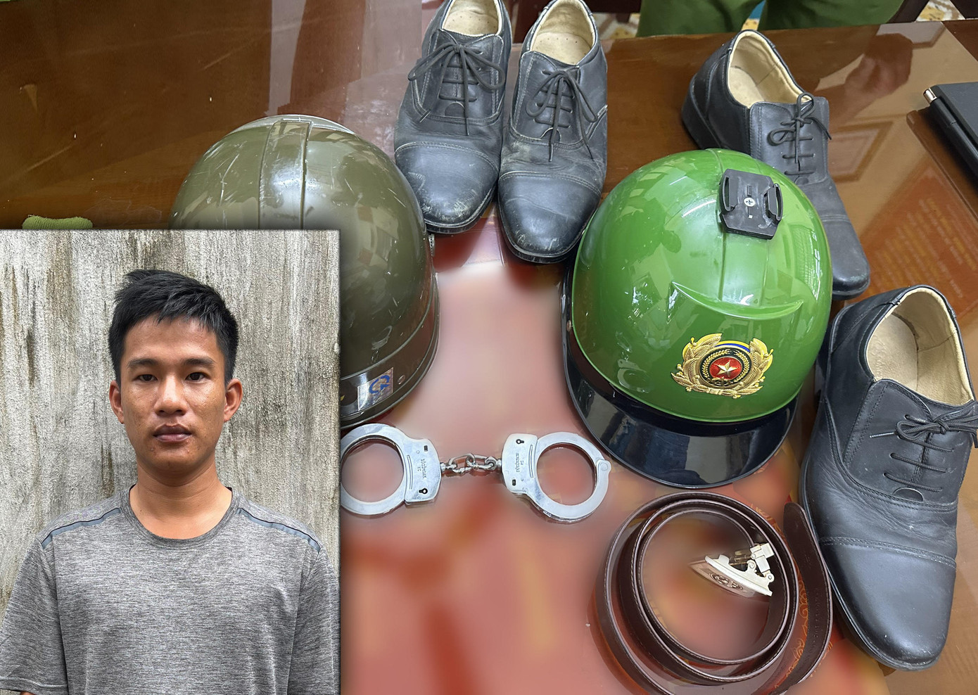 Lê Thanh Hưng cùng tang vật Lê Thanh Hưng cùng tang vật