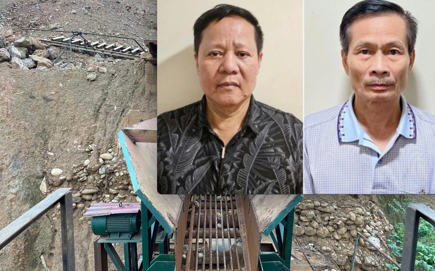 Các bị can Đoàn Văn Huấn, Nguyễn Văn Chính là Tổng giám đốc và Phó tổng giám đốc Công ty Thái Dương cùng tang vật vụ án.