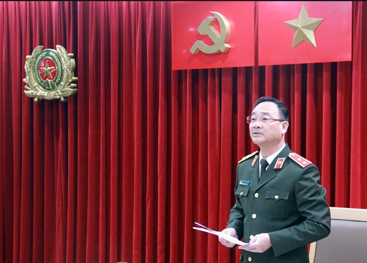 Trung tướng Phạm Thế Tùng, Ủy viên Ban Thường vụ Đảng ủy Công an Trung ương, Thứ trưởng Bộ Công an chủ trì Hội nghị. Ảnh: T.P.