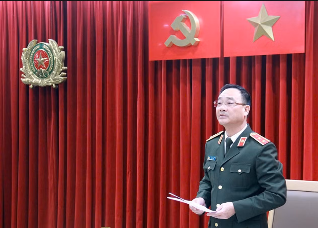 Trung tướng Phạm Thế Tùng, Ủy viên Ban Thường vụ Đảng ủy Công an Trung ương, Thứ trưởng Bộ Công an chủ trì Hội nghị. Ảnh: T.P.