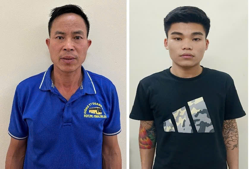 Đối tượng Nguyễn Hữu Khương (phải) và Đào Văn Phụ