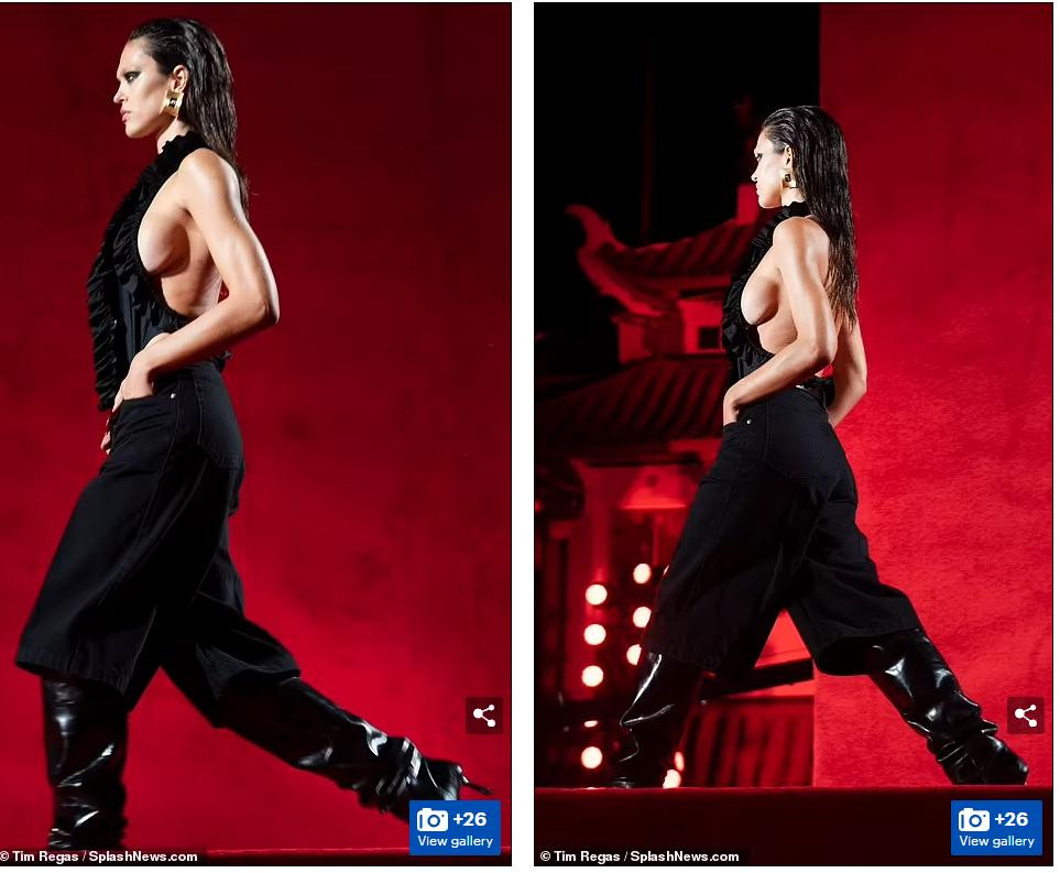 Góc nghiêng cho thấy body cực săn chắc, phô gần hết vòng 1 cực "bốc lửa" của Amelia Gray Hamlin.