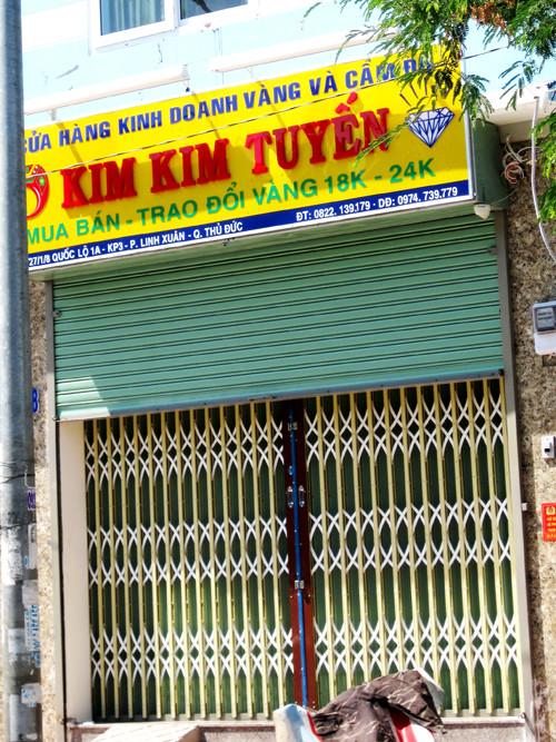 Tiệm vàng Kim Kim Tuyến – nơi xảy ra vụ cướp táo bạo lúc rạng sáng nay 18-1