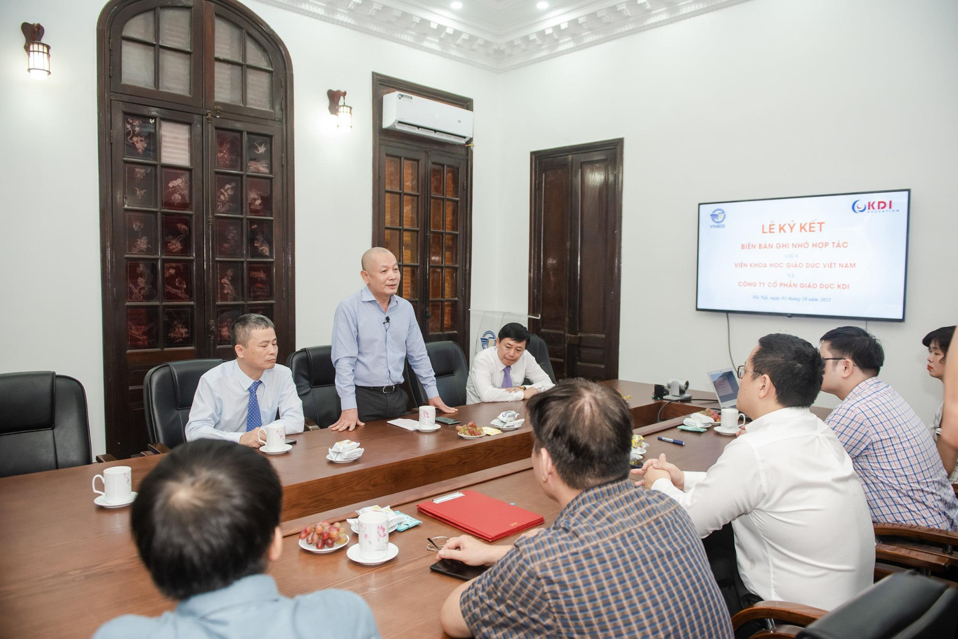 Đại diện Công ty Cổ phần Giáo dục KDI phát biểu về định hướng hợp tác.