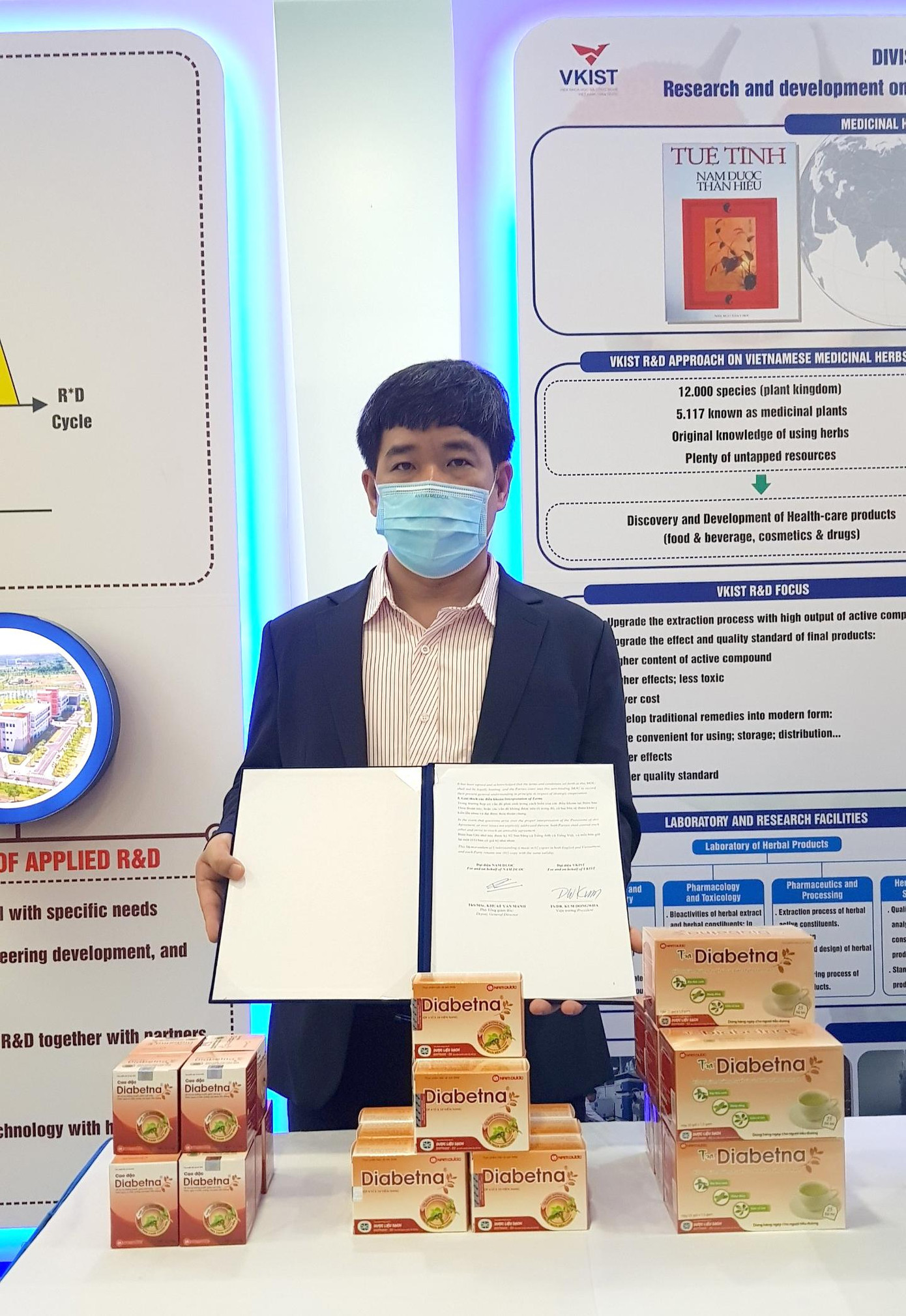 Thương hiệu Diabetna tự hào là thương hiệu tiểu đường duy nhất được Viện KHCN Việt Nam – Hàn Quốc lựa chọn hợp tác, nghiên cứu và phát triển