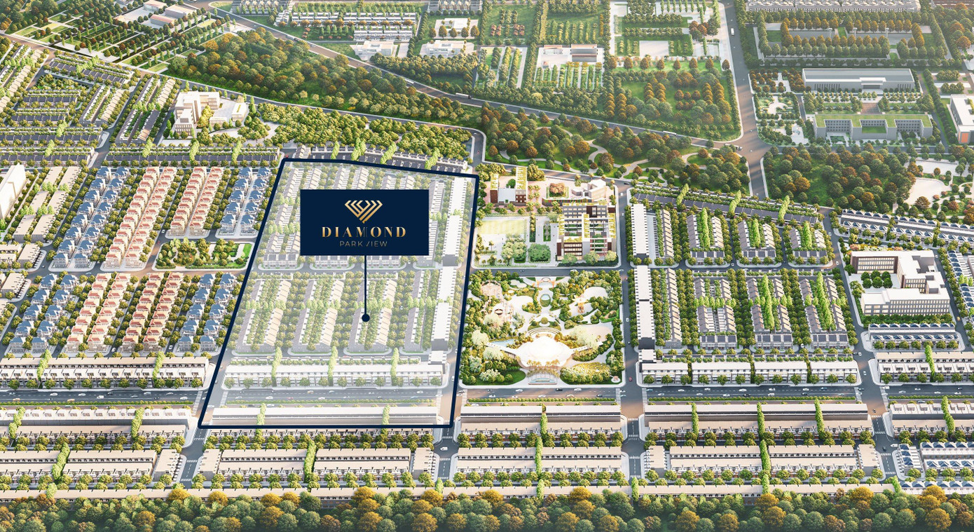 Diamond Parkview (liền kề bên trái công viên) là phân khu có vị trí đẹp nhất dự án Gem Sky World.