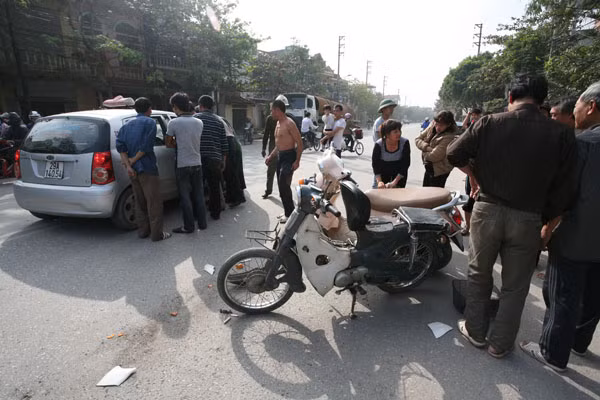 Hiện trường vụ tai nạn. Ảnh: Minh Đức Hiện trường vụ tai nạn