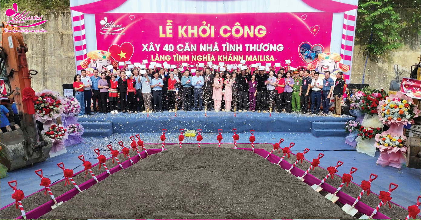 Khung cảnh ngày động thổ khởi công dự án xây dựng nhà tình thương tại Cao Bằng
