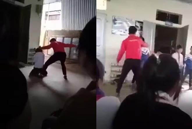 Hình ảnh trong clip thầy giáo N.V.H. đánh nhiều học sinh được đăng tải, lan truyền trên mạng xã hội ngày 9/12. Hình ảnh trong clip thầy giáo N.V.H. đánh nhiều học sinh được đăng tải, lan truyền trên mạng xã hội ngày 9/12.