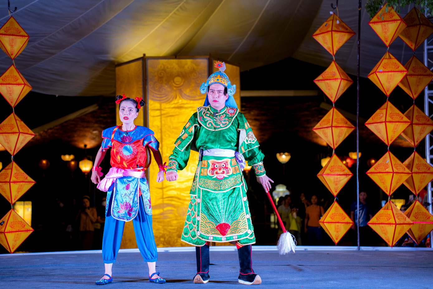 Tiết mục Tuồng Cung đình 'Na Tra đại náo thuỷ cung'. (Ảnh: Đình Hoàng)