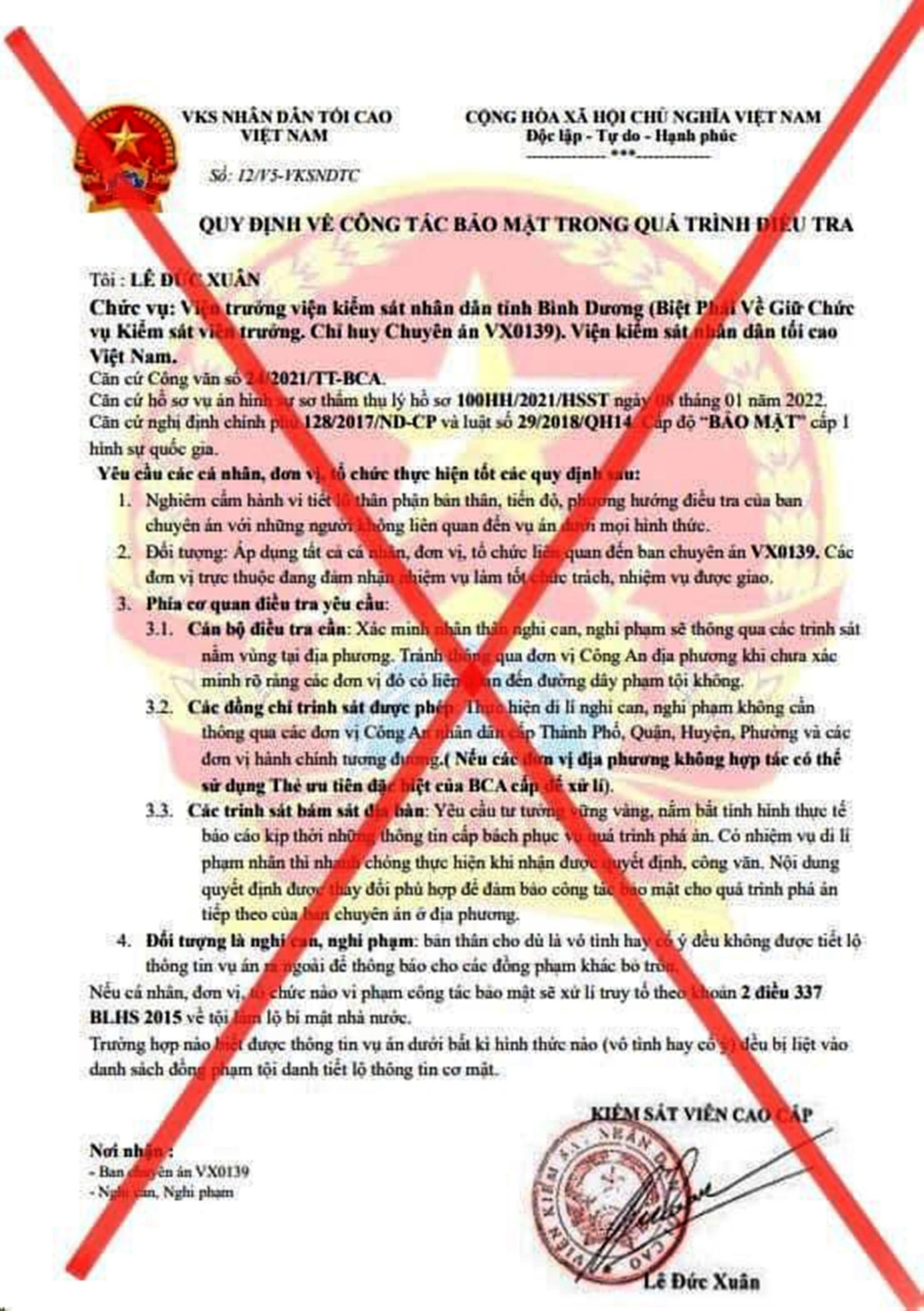 Một loại giấy tờ giả mạo được các đối tượng gửi cho bị hại khi thực hiện hành vi lừa đảo