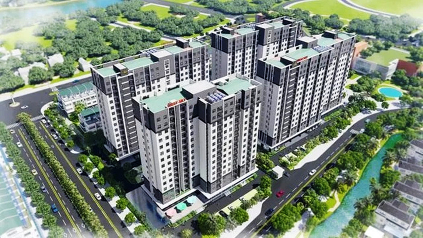 Phối cảnh khu nhà ở xã hội tại khu phức hợp Thủy Vân giai đoạn 2.