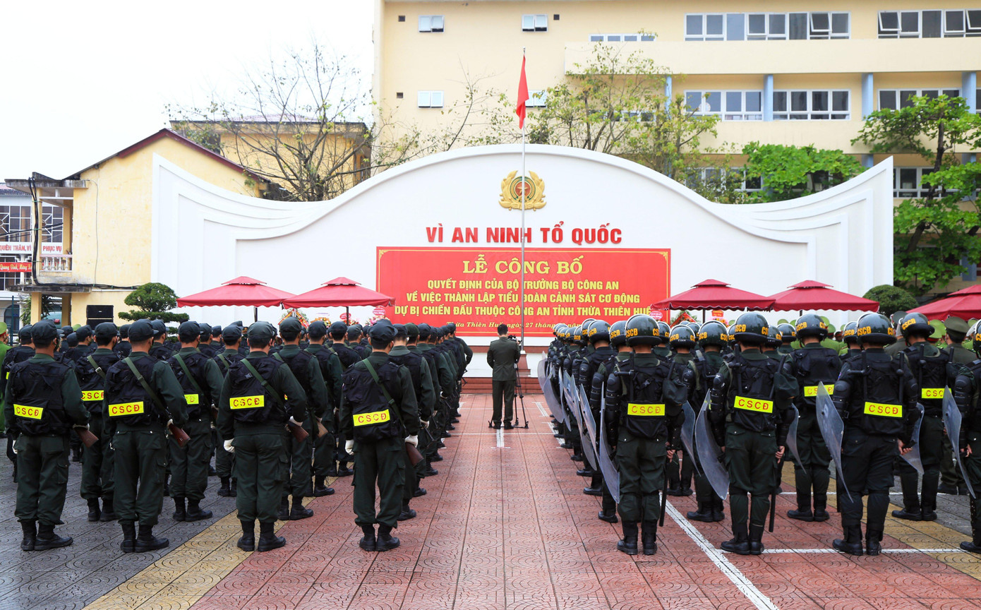 Tiểu đoàn CSCĐ dự bị chiến đấu thuộc Công an tỉnh TT-Huế gồm 3 đại đội, 1 trung đội cơ giới vận tải, 1 tổ tham mưu tác chiến