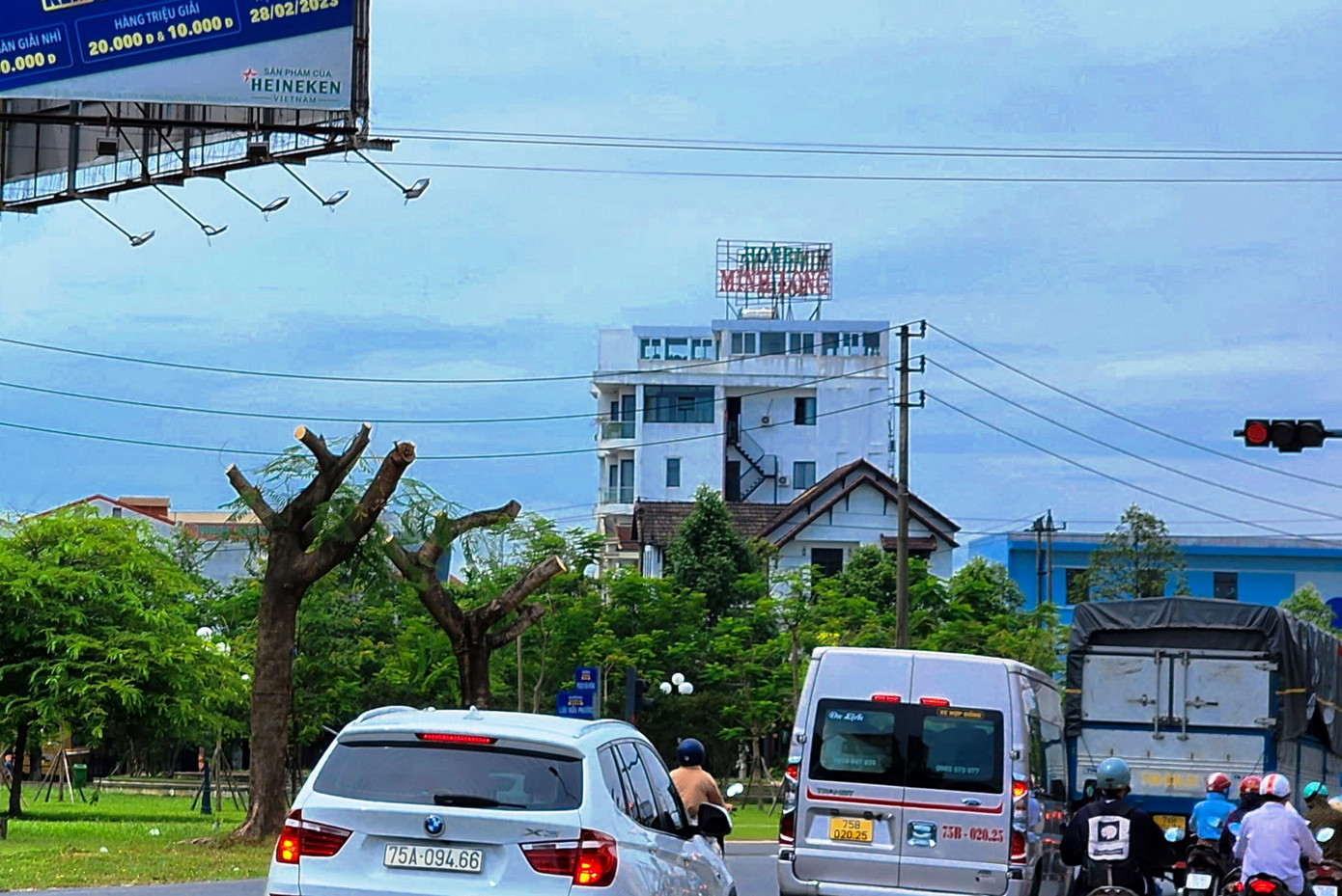 Cũng theo lãnh đạo Trung tâm Công viên Cây xanh Huế, công tác di chuyển cây xanh và chặt bỏ cây tạp trên tuyến phố Phạm Văn Đồng đã được UBND TP Huế có văn bản đồng ý. Theo đó, để phục vụ dự án, Trung tâm sẽ di dời 146 cây xanh đường phố (chủ yếu là phượng vĩ, xà cừ) và chặt hạ 90 cây tạp. Ảnh: Ngọc Văn
