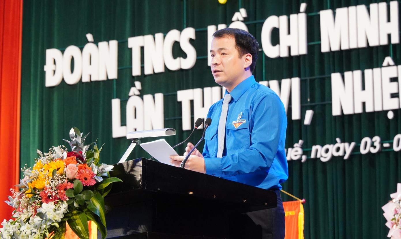 Anh Ngô Văn Cương phát biểu chỉ đạo tại Đại hội đại biểu Đoàn TNCS Hồ Chí Minh tỉnh TT-Huế lần thứ XVI, nhiệm kỳ 2022-2027. Ảnh: N.V Anh Ngô Văn Cương phát biểu chỉ đạo tại Đại hội đại biểu Đoàn TNCS Hồ Chí Minh tỉnh TT-Huế lần thứ XVI, nhiệm kỳ 2022-2027. Ảnh: N.V