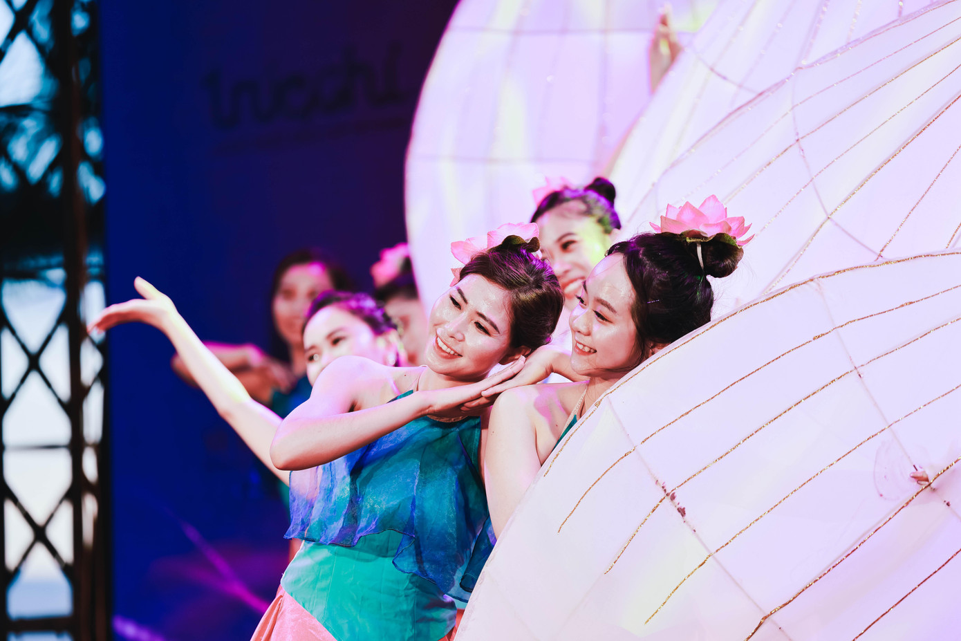 Biểu diễn nghệ thuật với những chủ đề về sen. Ảnh: Nguyễn Đình Chiến