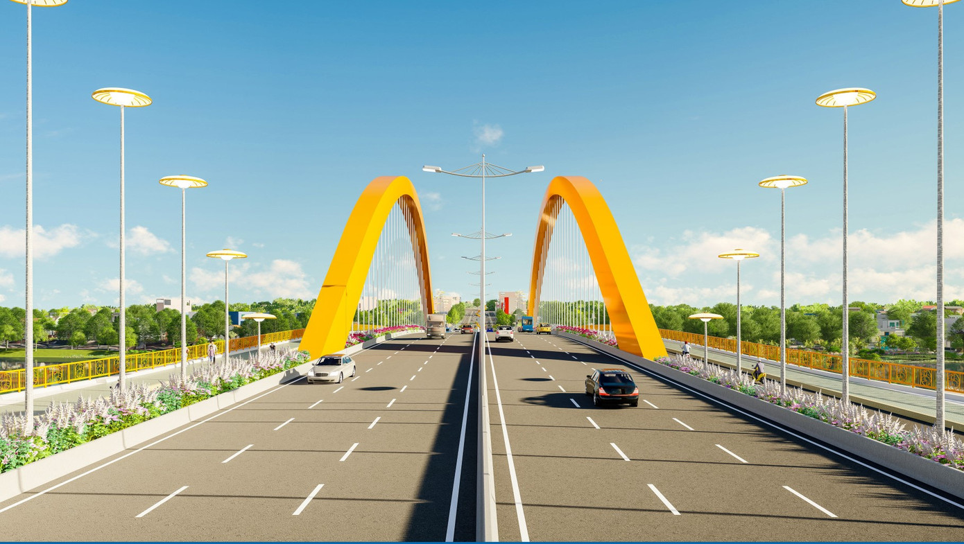 Dự án đường Nguyễn Hoàng và cầu vượt sông Hương thuộc tuyến đường Vành đai 3 là trục giao thông chính xuyên tâm vào thành phố, kết nối liên thông 2 đô thị vệ tinh là thị xã Hương Trà - Hương Thuỷ với TP Huế. Ảnh phối cảnh